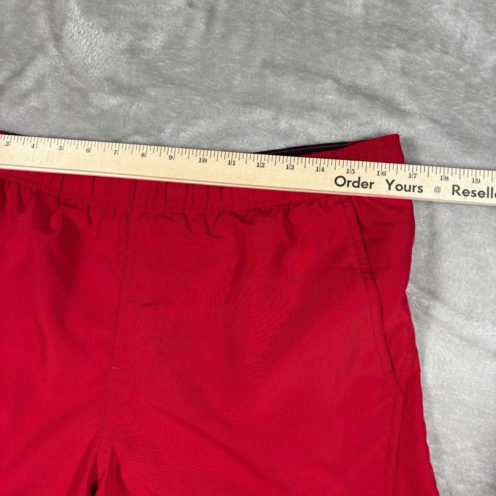 Vintage Nike Swim Shorts Men Small Red Black Silver Tag Board Trunks Embroidered